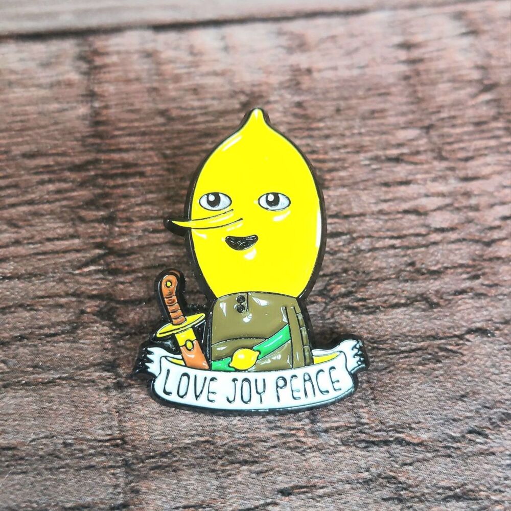 Adventure Time Pin Lemon Grab Love Joy Peace
